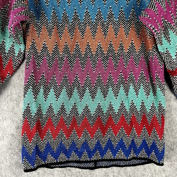 VTG French Rags Cardigan Sweater Womens 1 Small Chunky Chevron Artsy USA - Picture 10 of 12